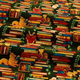 Paintbrush Studios Forest Fables Stacked Books Orange Green, Quilting Fabric by the Yard