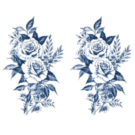 Jagua Tattoo Tattoo Stickers, 2 Weeks Disappearing Henna Tattoos Real Roses Set of 2 (gz470-2)