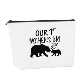 Mothers Day New Mom Gifts for New Mom Our First Mother's Day Makeup Bag Mother's Day Birthday Gifts for Mom Christmas Presents Birthday Gift Make Up Bags Cosmetic Bags for Women (1 Pcs)