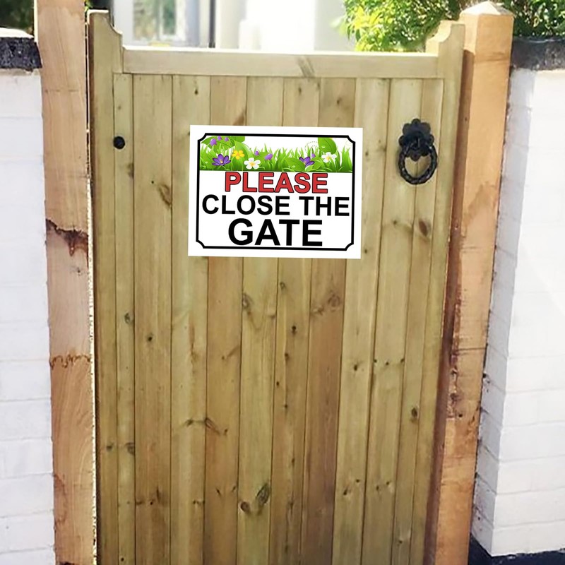 SHAWPRINT PLEASE CLOSE THE GATE METAL FLOWER GARDEN THEME SIGN