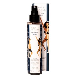 BRONZ’EXPRESS Autoabbronzante Intenso Viso e Corpo 150 ml – Lozione Autoabbronzante Colorata per un’Abbronzatura Profonda, Effetto Duraturo, Formula Francese, Senza Sole