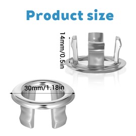 6 Pack Sink Overflow Ring, Bathroom Sink Cover for Counter Space Kitchen Sinks Basin Overflow Cover Holes Insert Cap Chrome Round Hole Covers Trim Ring for Kitchen Bathroom (Silver)