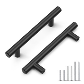 Probrico 15 Pack Stainless Steel Cabinet Pulls,Black Handles Kitchen Cabinet Handles Drawer Pulls Drawer Handles Black Hole Center 3-3/4 Inch