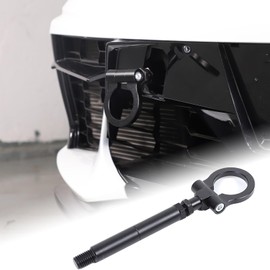 Suetlcoity Front Bumper Tow Hook for Corvette C8 2020-2024 2025 Heavy Duty Track Racing Style Alloy Steel Front Bumper Mid Engine Trailer Hitch Towing Hooks Pull Ring C8 Accessories (Black)