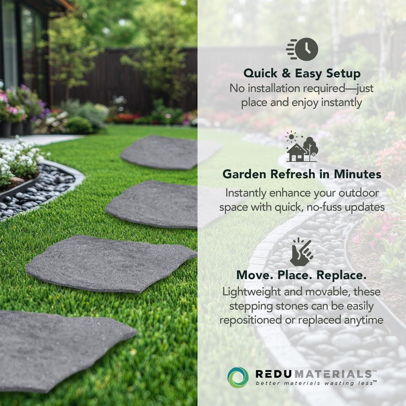 TierraVerde Rubber Stepping Stones, Natural Rock Look, 18"x22", 4-Pack