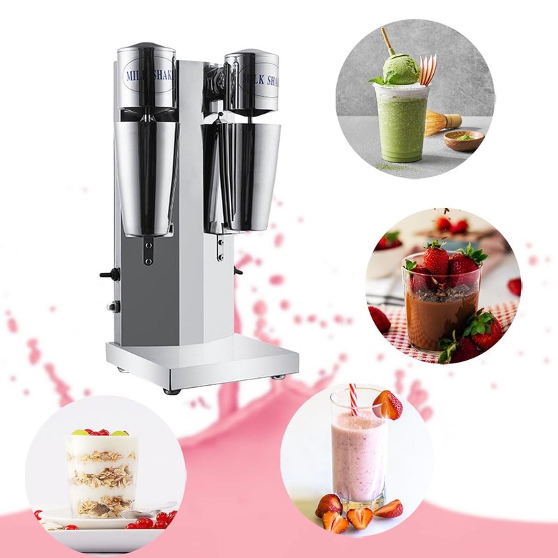 INTBUYING Dual Head Milkshake Machine Stainless Steel Milk Shake Machine