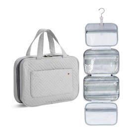 Ms. pen- Travel Toiletry Bag Organizers, Gray, Makeup Travel Bag for Toiletries with Hanging Hook, Water-Resistant