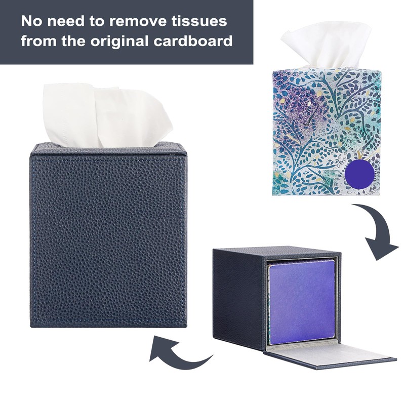 Sumnacon Tissue Box Cover Square Tissue Box Stylish PU Tissue