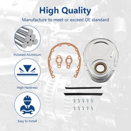 Moafaye Timing Chain Cover with Gasket Kit Compatible with SBC 1958-1986 SB Chevy 283 305 327 350 400 V8 Engines,Chrome
