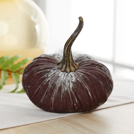 Set of 3 Velvet 6.25 Inch Pumpkins, neutral home decor, fall cozy vibe, elegant gift set for friend, autumn centerpiece Thanksgiving table, bookshelf decor, best (Luxe Quartz, Ivory, Gray)