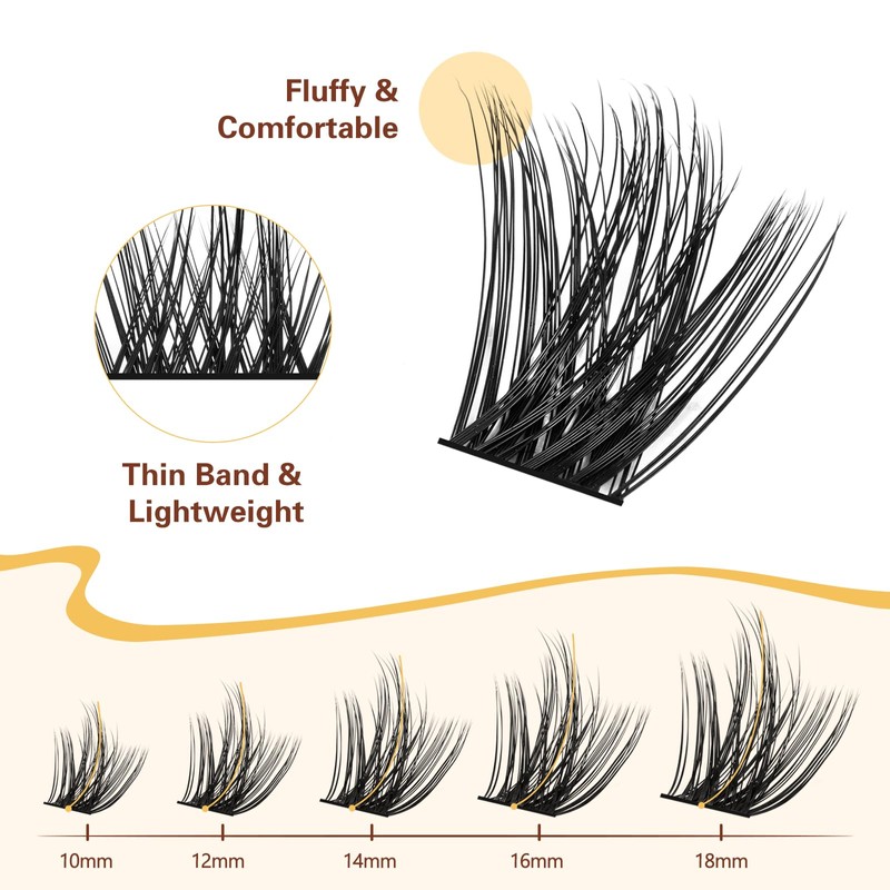 QUEWEL DIY Lash-Extensions Kit MIX10-18mm Lash-Clusters with Bond&Seal Super Hold,