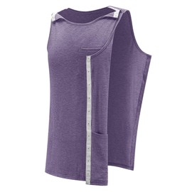 iWoo Shoulder Surgery Recovery Shirt for Men Women Chemo Port Access Clothes with Drain Holder Pockets Adaptive Clothing for Breast Heart Neck Surgery Supplies Gifts