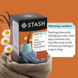Stash Tea 3 Pack - Stash Tea Cozy Cinnamon Vanilla Herbal Naturally Caffeine Free - 18ct