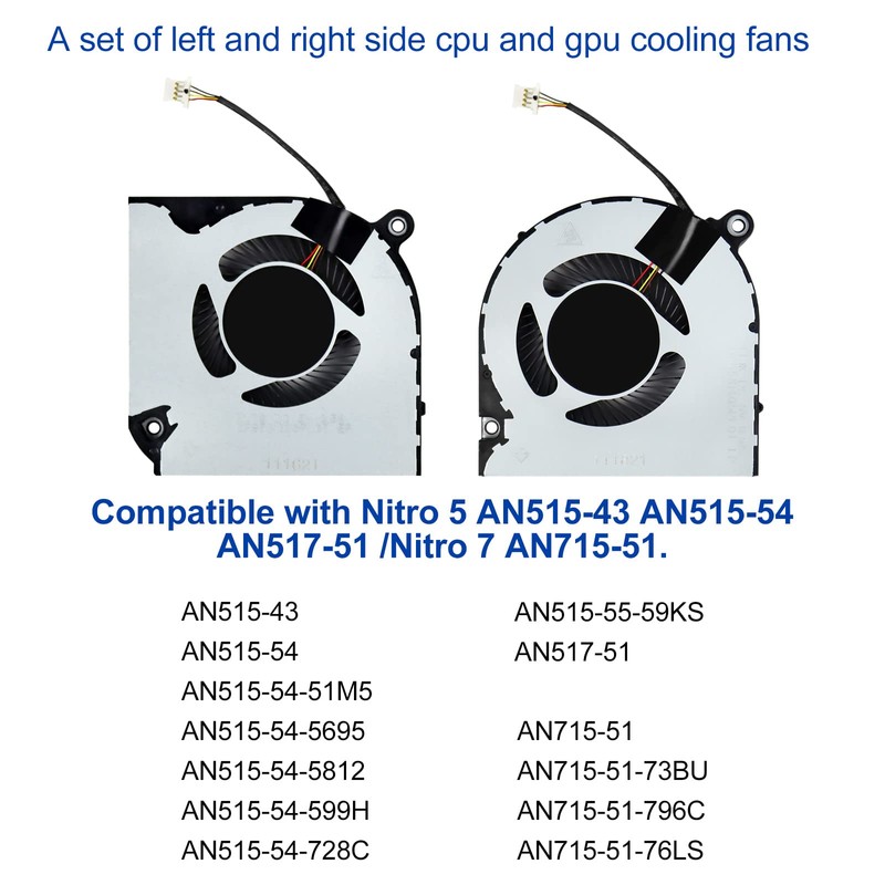S-Union New CPU+GPU Cooling Fan Replacement for Nitro 5 AN515-43,