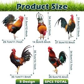 Soaoo 5 Piezas Pollo Acrílico para Patio Decoraciones de Navidad Estatuas de Pollo de Jardín al Aire Libre Arte del Patio Escultura de Animales de Gallo Adornos Navideños para Césped al Aire Libre
