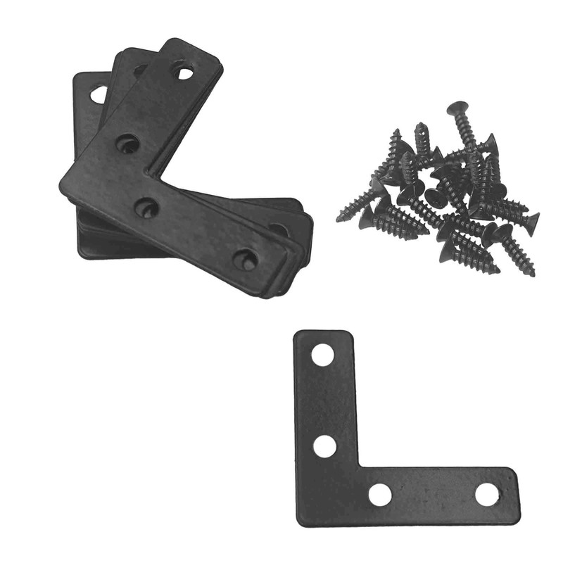 bociloy 20PCS 2”x2” Black Flat L Corner Brackets, Metal Right