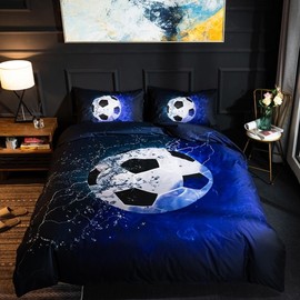 Costume Bay 3D Sports Bed Duvet Cover Set Football Basketball Soccer Various Designs Perfect for Kids Teens and Adults Bedroom Decor (Soccer, Q)