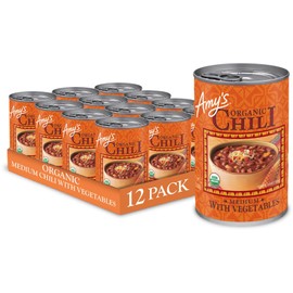 Amy's, Chili, Gluten Free, Vegetarian, Vegetable, Organic, Medium Spice, Jalapeño Pepper, 14.7 oz, Pack of 12