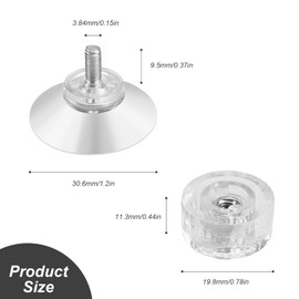 Suction Cup with Thread, JANDH Pack of 20 PVC Suction Cups 30 mm, Suction Cups Window with Knurled Nut, Strong Small Suction Cups, for Hanging Items in Kitchen, Bathroom, Windows, Mirrors