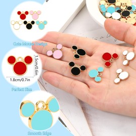 EVERMARKET 30 Pcs Mouse Charms, 5 Colorful Acrylic Mouse Beads for Women Girls DIY Crafting Keychains with Box