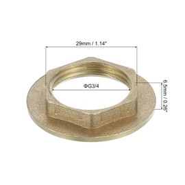 uxcell G3/4 Pipe Fitting Hex Flange Lock Nut Locknut Female Threaded Fastening Thin Nut for Plumbing, Brass 2Pcs