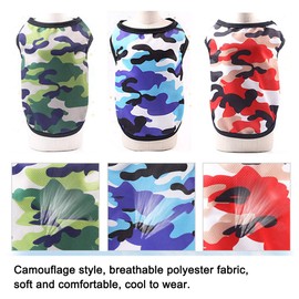 TVMALL 3 Pack Dog T-shirt 1OO% cotton Cat Dog Clothes Camo sports shirts summer mesh breathable Dog Vest fashion coat Pet Beach Wear, for Puppy,Small Dog and Cat - Free Training whistle garbage bag