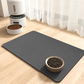 MontVoo-Absorbent Pet Feeding Mat-No Stains Pet Mat for Food and Water Bowl-Quick Dry Cat & Dog Food Mat Water Dispenser Mat-Pet Supplies Mat-Dog Water Bowl Mat for Messy Drinker,（Darkgrey,16"x24"）