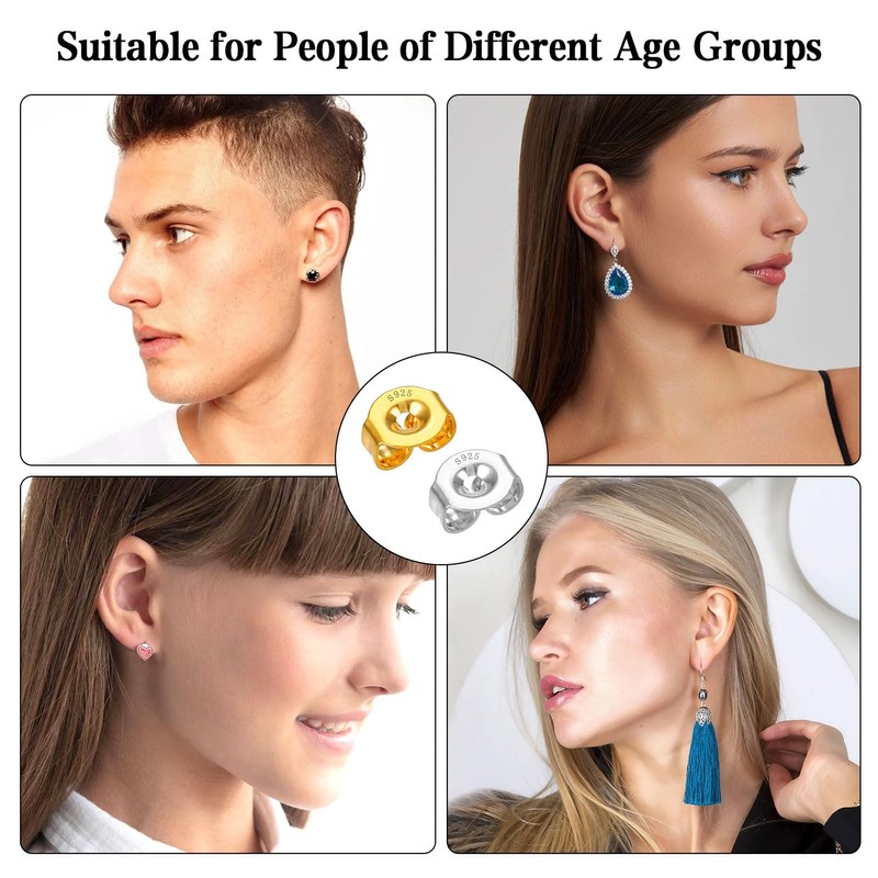 20Pcs/10 Pairs Earring Backs 14K Gold 925 Sterling Silver Earring