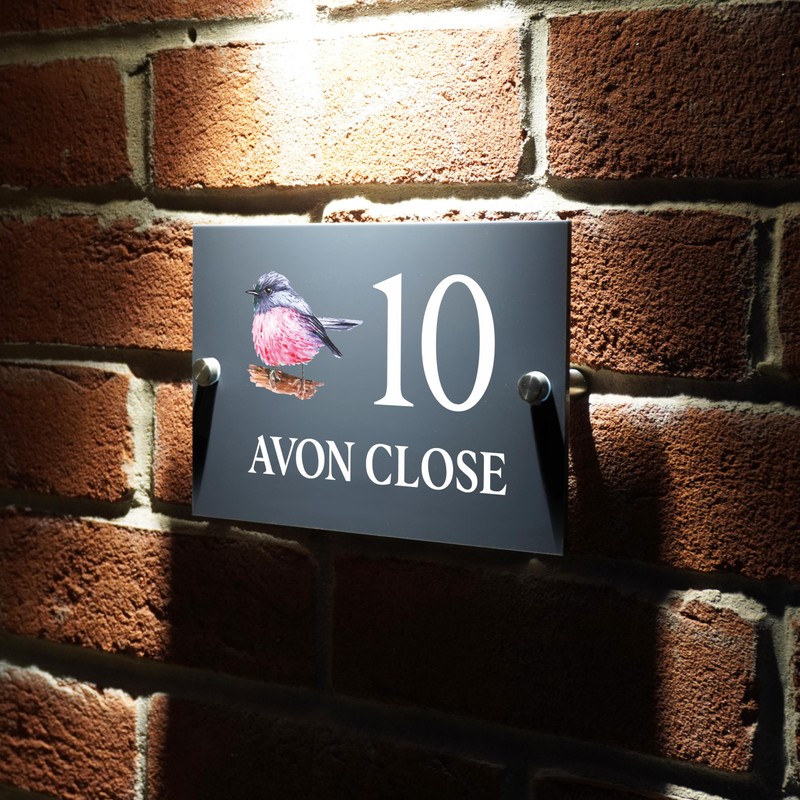 Badgemaster Modern Anthracite House Number Sign Plaque Stainless Steel Standoffs