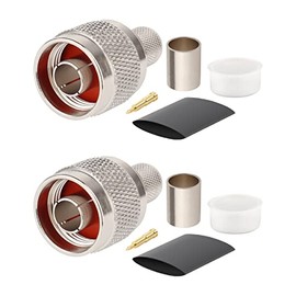 XRDS-RF 2 Pack N Male Crimp Connector 50 ohm N Male Plug Rf Crimp Connector for LMR400 Belden 9913 RG8