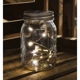 Primitives By Kathy Lighted Glass 3.25 Inches x 3.25 Inches x 5.25 Inches Mason Jar Battery Operated