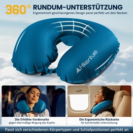 HIKENTURE Aeroplane Inflatable Neck Pillow, Inflatable Travel Neck Pillow, Inflatable Travel Neck Pillow, Ultralight Travel Pillow, Aeroplane Train (Blue)