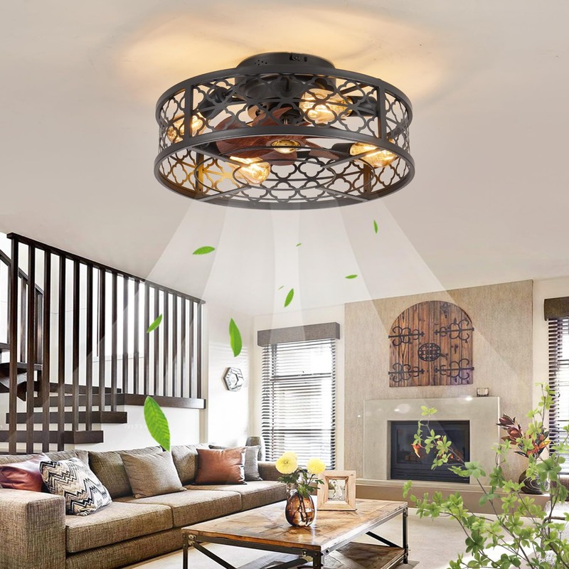 MeZeYo Farmhouse Ceiling Fans with Lights Remote Control,6 Speed Reversible