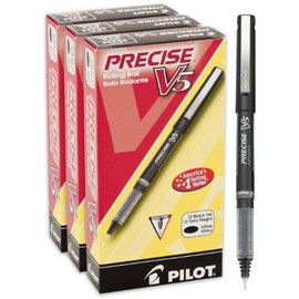 Pilot Precise V5 Stick Rolling Ball Pens, Extra Fine Point, 36 Pens, Black -46054