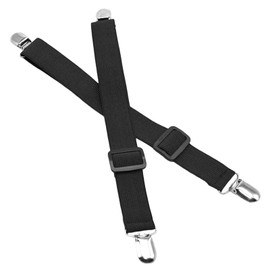 2 Pack Glove Clips, Adjustable Elastic Mitten Holders, Anti-Lost Strap Clips with Metal Buckle for Outdoor Skiing Hiking School Daily Use, Black