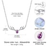 June Stone- Synthetic Alexandrite, Birthstone Antler Pendant & Rolo Chain