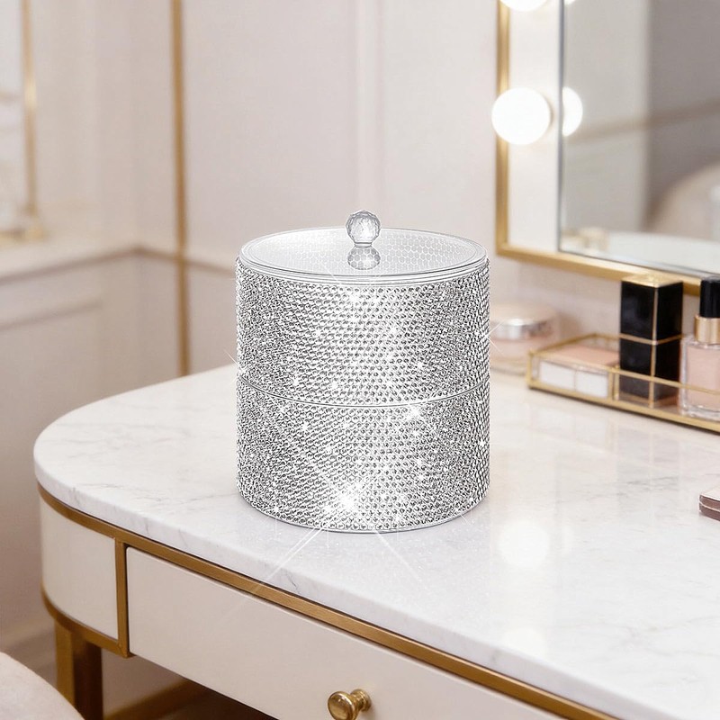 Svpolns Bling Round Dispenser Stackable Apothecary Jar with Clear Lid