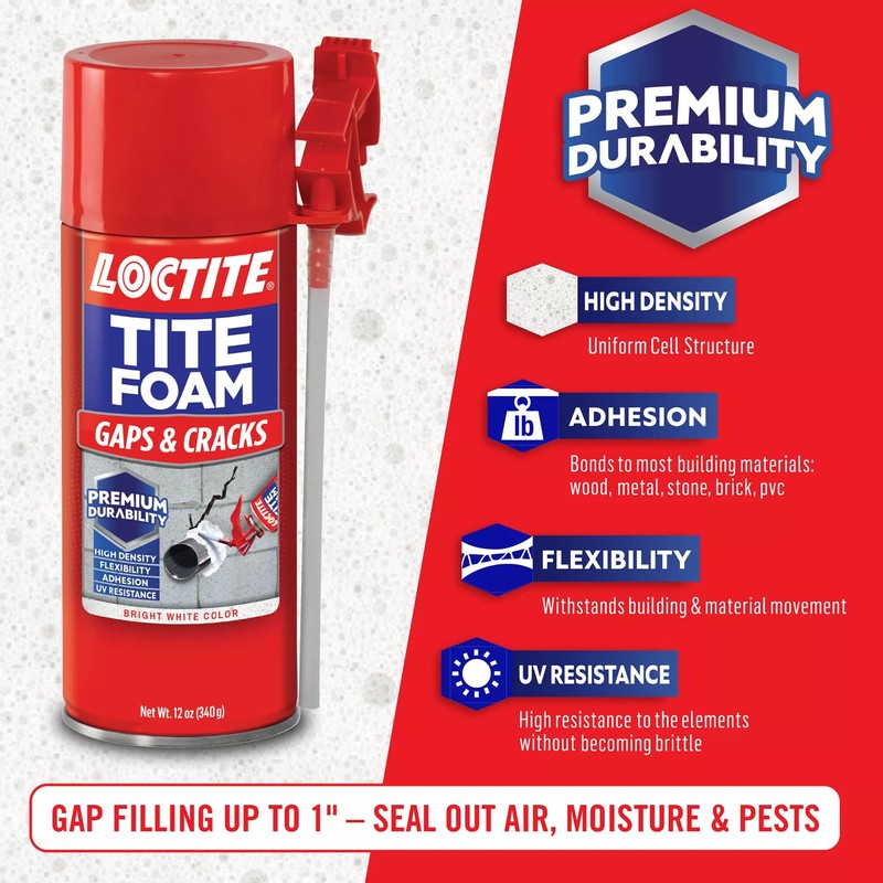 Loctite Tite Foam Gaps & Cracks Spray Foam Sealant, 12