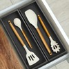 TEESSFROOD Bamboo Utensil Drawer Organizer, Stackable Silverware Organizer Tray Flatware