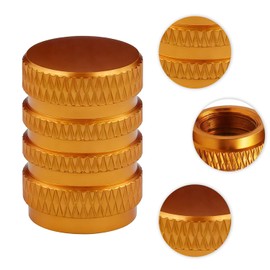 Vanyibro 8PCS Aluminum Tyre Valve Dust Caps with O-Ring Seals Easy-Grip Orange Tire Valve Stem Caps Universal Fit for Cars Motorcycles Trucks Bicycles Corrosion-Resistant Air Leak Proof (Gold)
