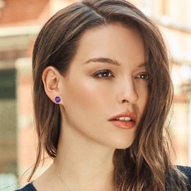 Gem Stone King 14K Gold Round Gemstone Birthstone Stud Earrings | Round 8MM | Solid Gold Earrings For Women Men