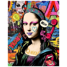 Mona Lisa Graffiti Art 11x14 - Pop Art Street Style Wall Decor - Colorful Urban Modern Print for Living Room, Bedroom, Office - Vibrant Contemporary Home Decoration - Unframed