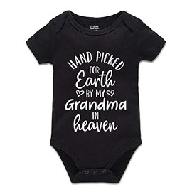 YCICIVDee Hand Picked For Earth By My Grandma In Heaven Universal Boys And Girls Short Sleeve Onesie