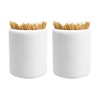 Sizikato 2pcs Simple Pure White Cylindrical Ceramic Toothpick Holder.