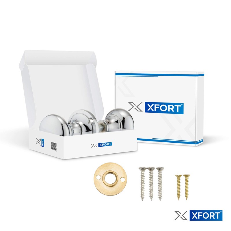 XFORT® Polished Chrome Victorian Rim Knob, Sturdy Solid Brass Rim