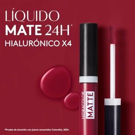 ésika - Hidracolor Matte, Labial Líquido Mate 6 ml, Larga Duración 24H No Transfer, Hidratación Profunda Durante 36H, con Ácido Hialurónico, Cruelty-F