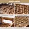 2 Pack Faux Rattan Serving Trays with Handles, Brown Plastic