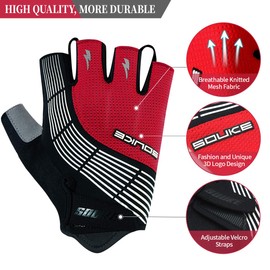 Souke Sports Half Finger Cycling Gloves, Unisex, Gel Shock Absorption, Breathable, Anti-Slip, black/red, l