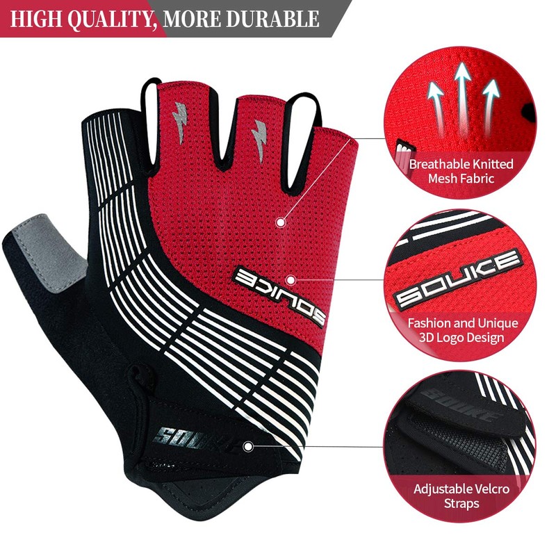 Souke Sports Half Finger Cycling Gloves, Unisex, Gel Shock Absorption,