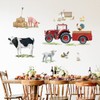 wondever Farm Animals Cow Wall Stickers Red Truck Roosters Peel